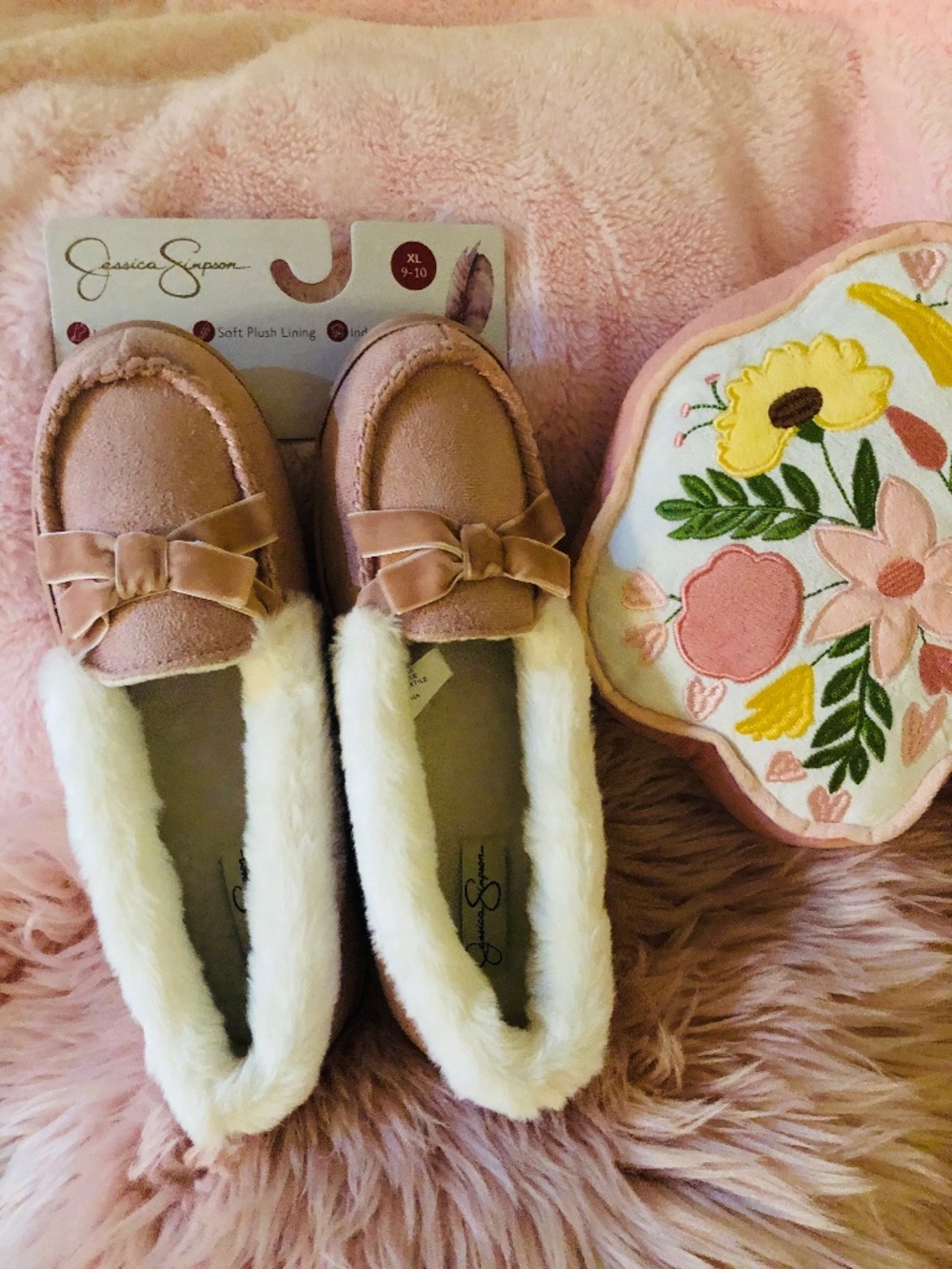 NWT Jessica Simpson Indoor Outdoor Micro Suede Moccasin Slipper SZ XL 9-10